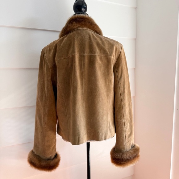 Alfani Suede Cropped Jacket with Removable Fur Trim size XL - Picture 3 of 6